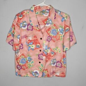 Tropical Floral Short Sleeve Button-Up Shirt Tahiti Reef Club Sz XL